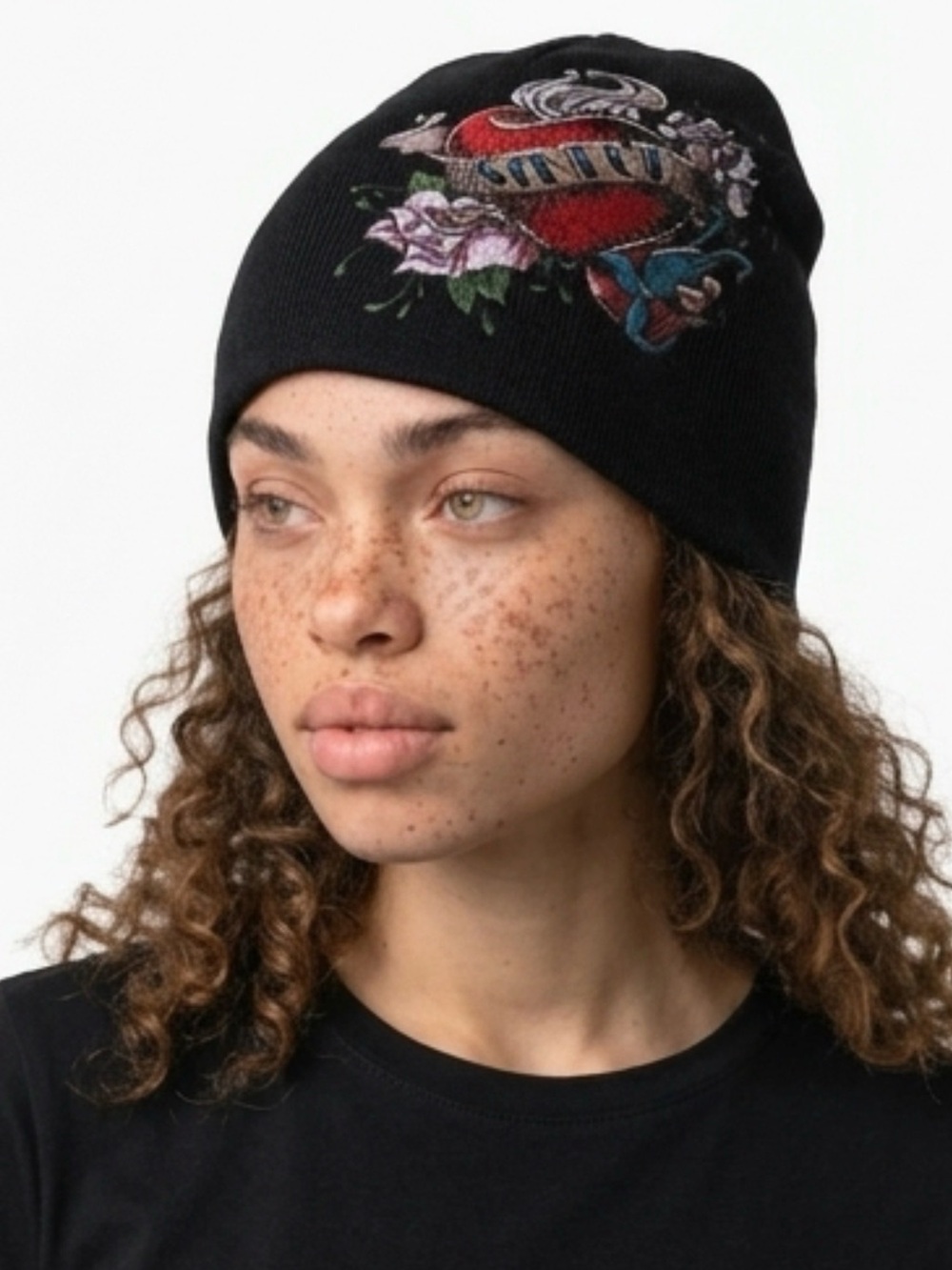 Vintage Sinful by Affliction Black Knit Beanie Toque Tattoo inspired Hat